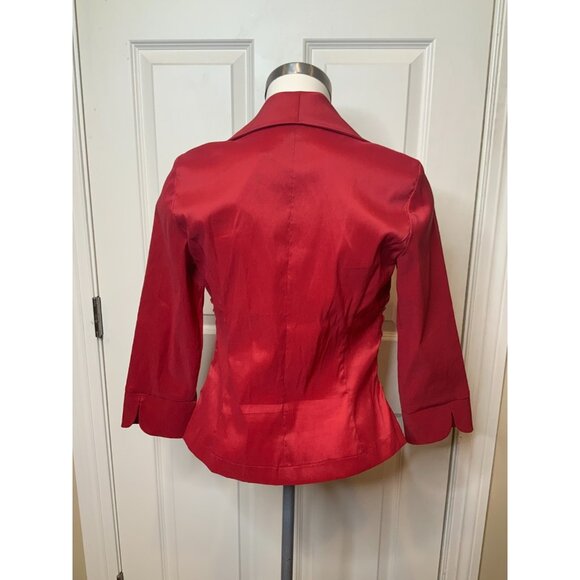 Tadashi Shoji Collection Red Shirred Taffeta Jewel Button Jacket, Size 10 - Picture 6 of 10